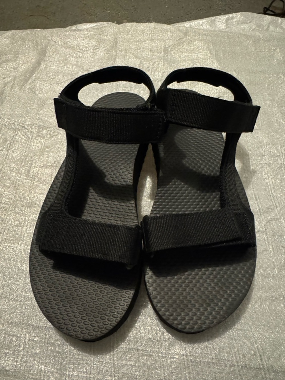 Classic Black Hook-and-Loop Comfort Sandals